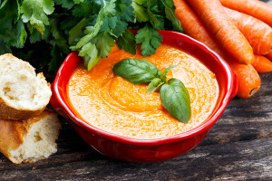 Carrot cream soup with vegetables