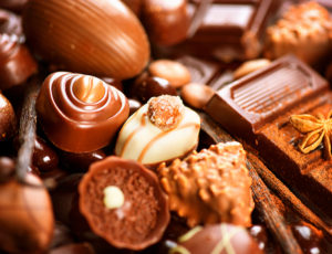 Chocolates background. Chocolate. Assortment of fine chocolates