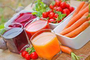 Freshly squeezed juices from organic vegetables
