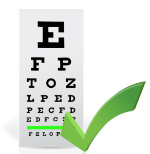 Medical Eye Chart With A Checkmark. Good Vision
