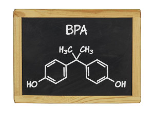 chemical formula of bpa on a blackboard