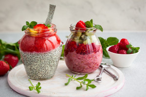 Puddings with Chia seeds and berries are a delicious gluten free option