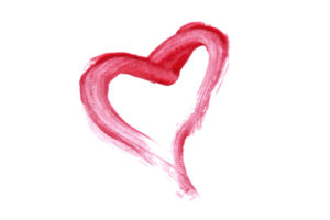 Pink lip gloss heart on white background